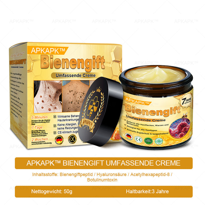 Hergestellt in Deutschland ✨AРKAРК™ Bienengift Umfassende Creme – Anti-Aging, Feuchtigkeitsspendend, Hautreparatur, Hautbildverbesserung, Akne- und Pigmentfleckenbehandlung, Warzen- und Muttermalentfernung, Linderung bei Psoriasis